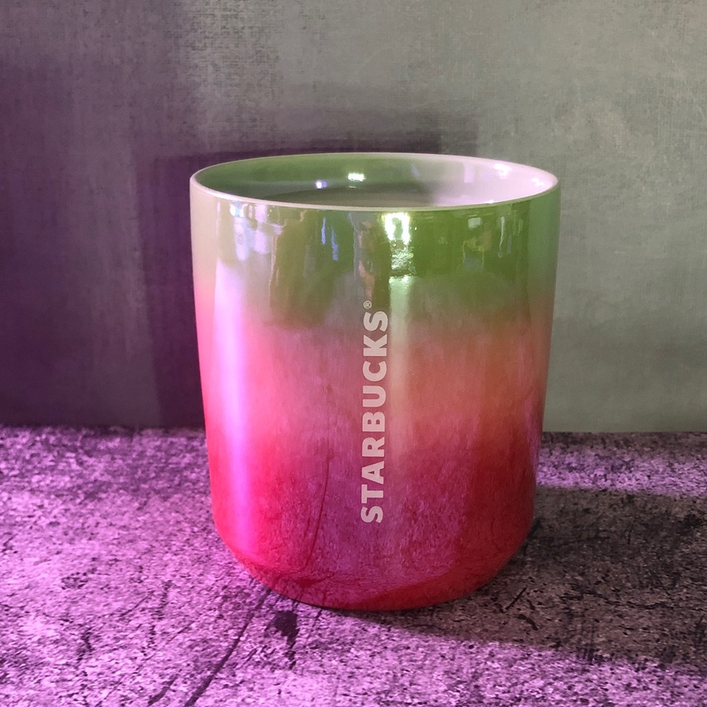 Starbucks Green and Pink/Red Glass Ombre Mug